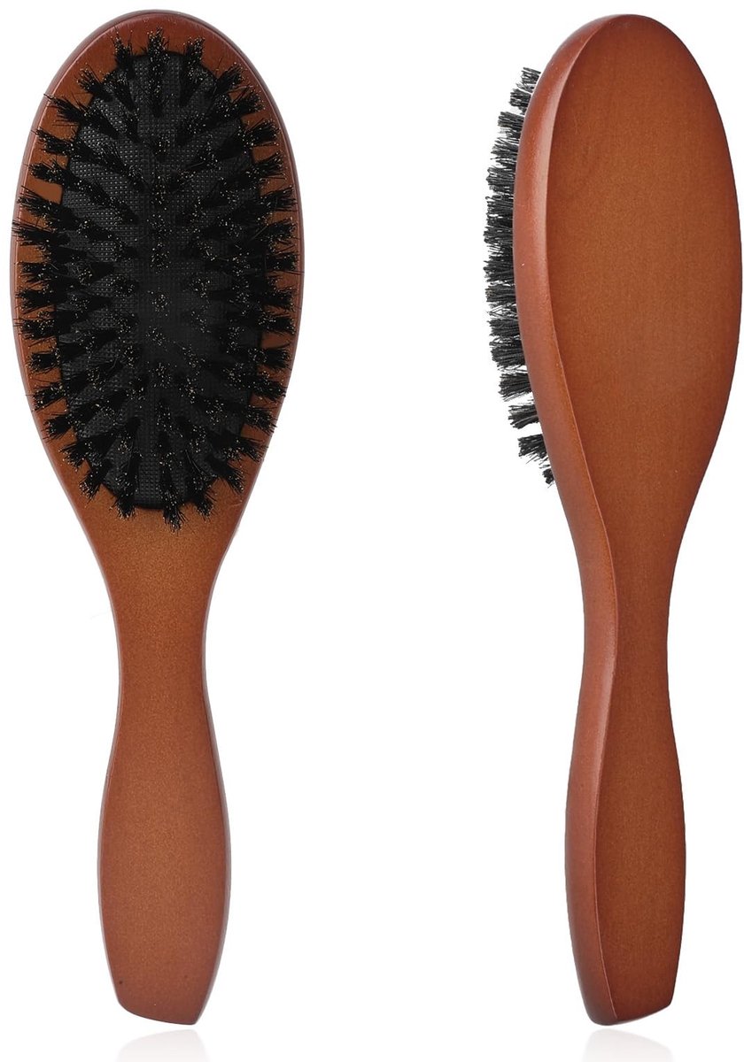 Dailygoods- Haarborstel Varkenshaar - Antiklit - Voor Vrouwen/Mannen/Kinderen - Herstelt Glans/Textuur - Lotushout - 22,3 x 6 cm