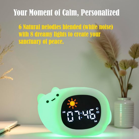 Alarm Clock with Night Light, Cute Cartoon Animal Shaped OK to Wake Clock with White Noise, Digital Display Electronic Clock, Litter Bear — afbeelding 5