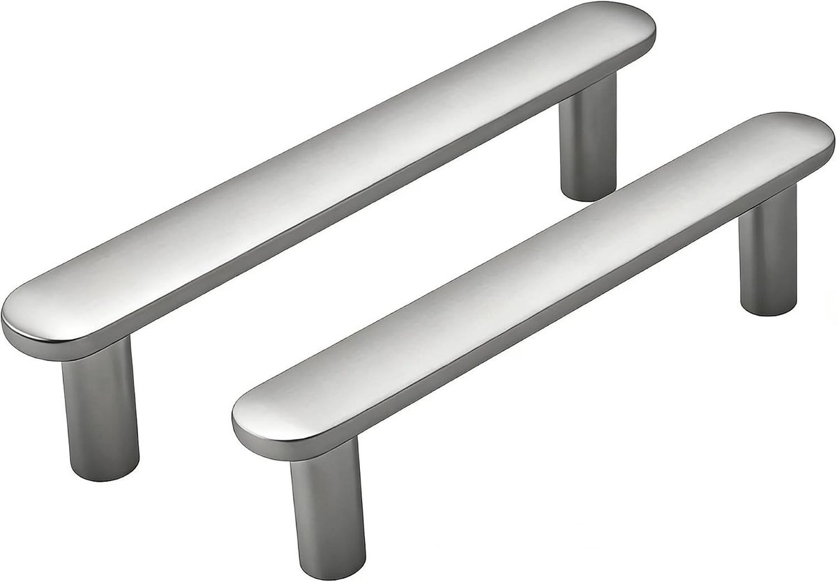 6 Stuks Retro Kastgrepen in Geborsteld Satijn Nikkel - 128mm Gatenafstand voor Keuken en Meubels - Duurzame Zinklegering Deurgrepen