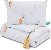 Couette enfant sans housse 60x100 cm - Parure de lit et oreiller bébé en coton 60 x 100 et oreiller 60 x 40 - Couettes enfant pour lit bébé Oeko-Tex Ours en peluche