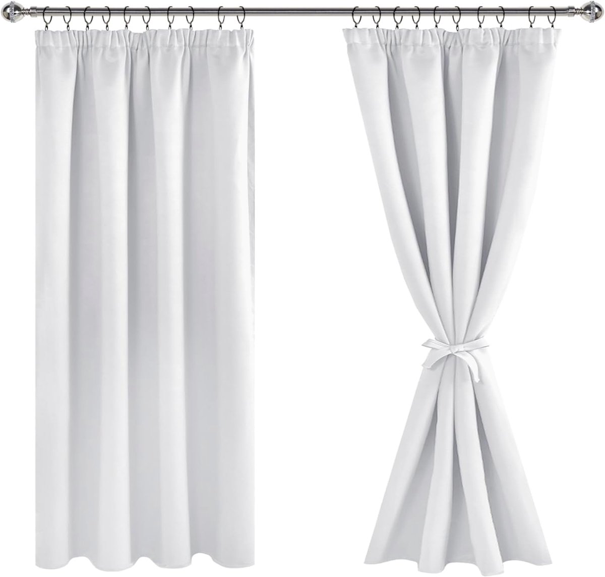 Verduisteringsgordijnen, gordijnen met plooiband, ondoorzichtig, kerstgordijnen, woonkamer, slaapkamer, thermogordijn, H 137 x B 117 cm, set van 2