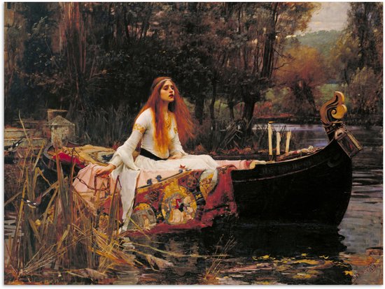 Poster 120x90 cm - The lady of shalott - schilderij van John William Waterhouse - Posters - Kamer decoratie - Wanddecoratie woonkamer - Muurdecoratie slaapkamer