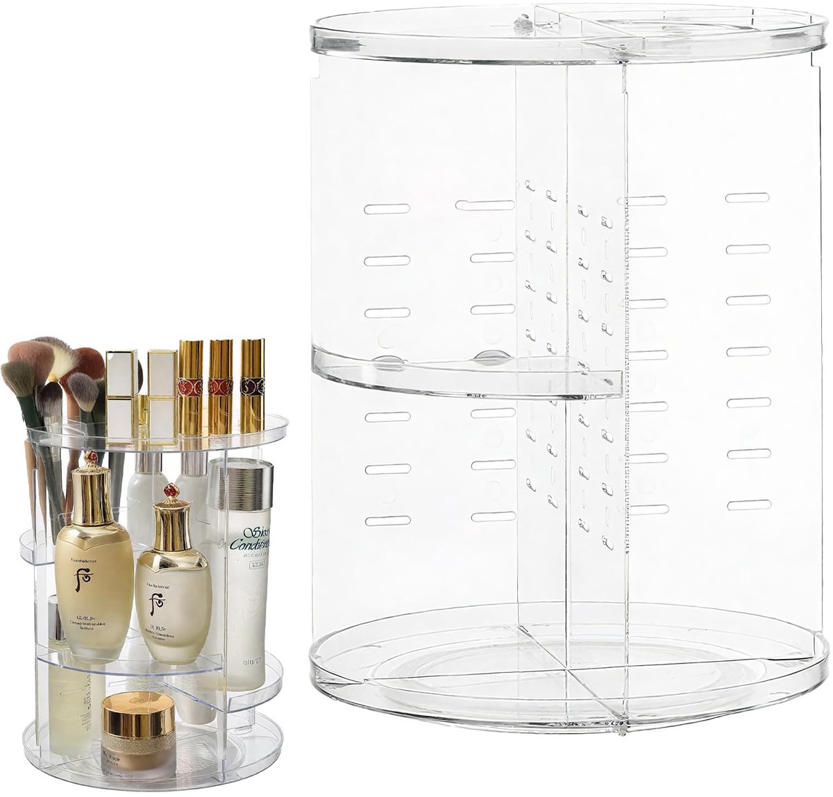 Dailygoods - 360° Graden Draaibare Make-up Cosmetica Schoonheidsorganizer, Make-up Organizer, voor Make-uptafels, Slaapkamer, Badkamer (Transparant)