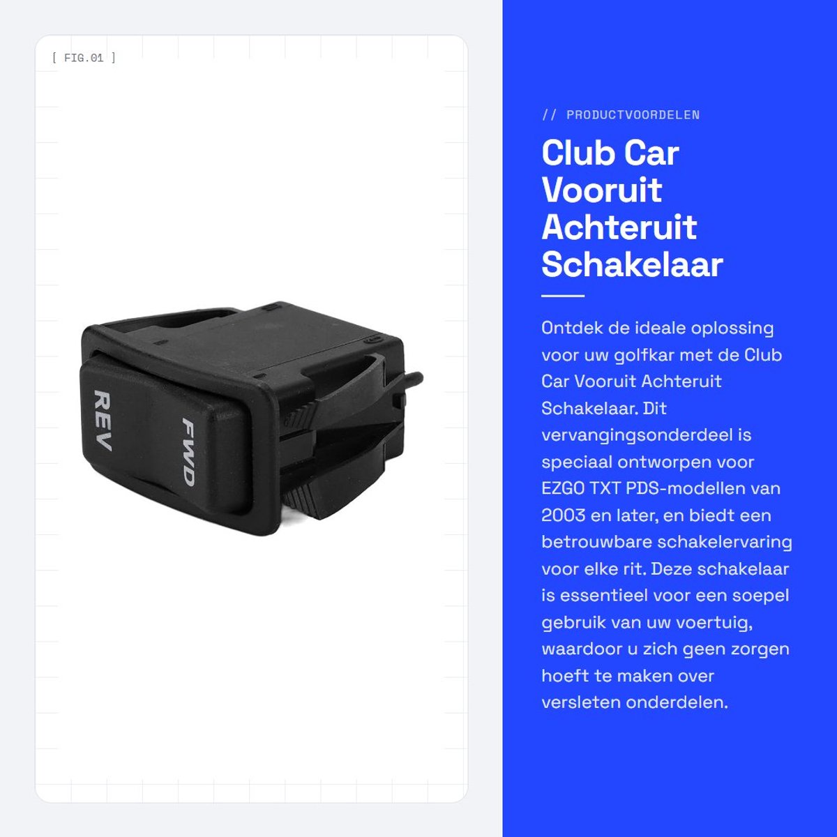 Dailygoods - Club Car Vooruit Achteruit Schakelaar - Vervangingsonderdeel voor Golfkar - Betrouwbaar en Veilig - Compact formaat