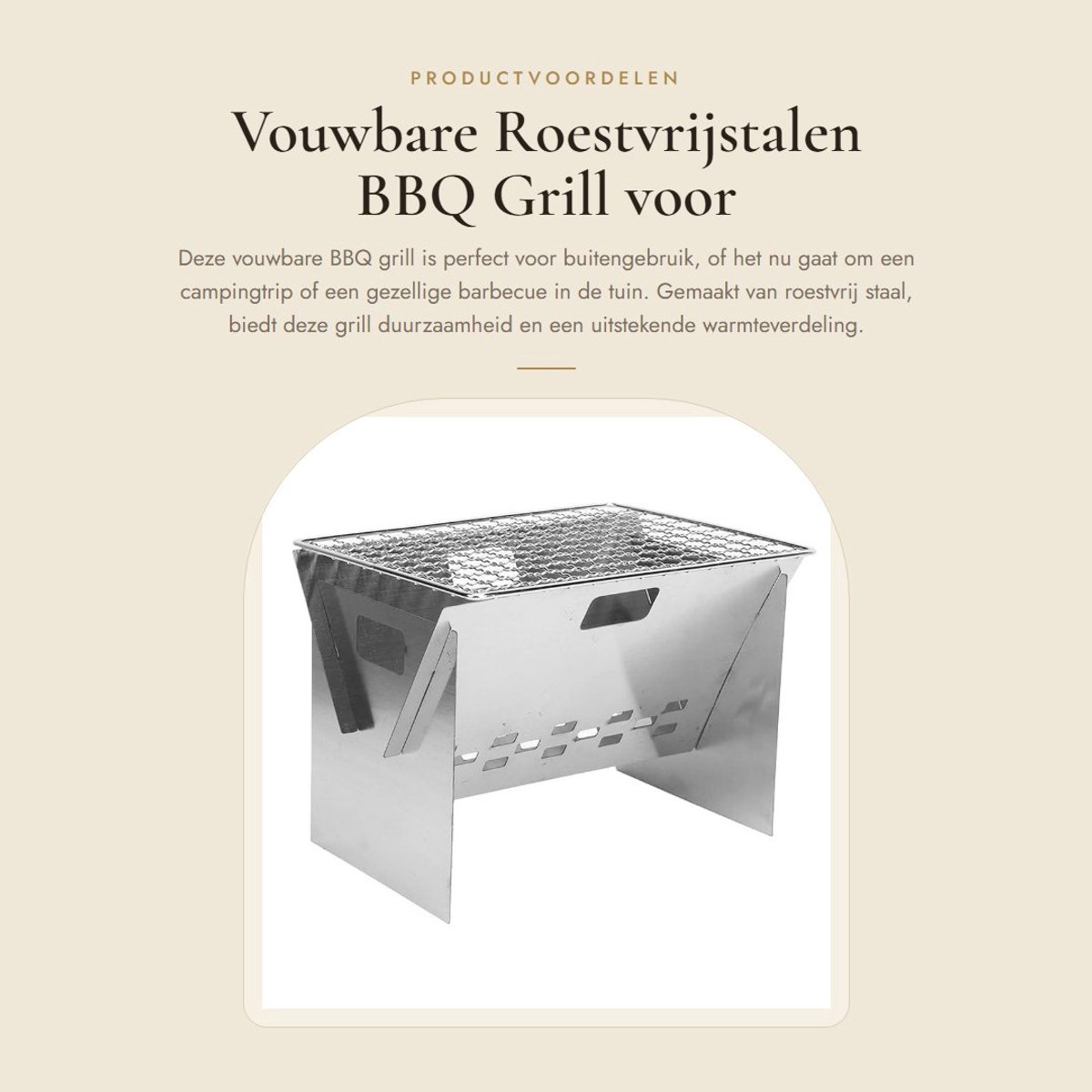 Dailygoods- BBQ Grill Draagbaar - Roestvrij Staal - Mini Houtskool Barbecue - Camping Grill - 1 tot 2 Personen - Stabiele Ondersteuning