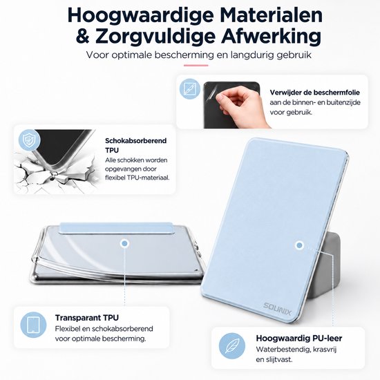 Sounix Kindle Hoes Geschikt voor Kindle Paperwhite 12e Generatie (2024) & Kindle Colorsoft Signature Edition (2024) - 7 Inch - Magnetisch Afneembaar - Auto Slaap/Wekt Functie - Book Case - Lichtblauw van sounix — afbeelding 4