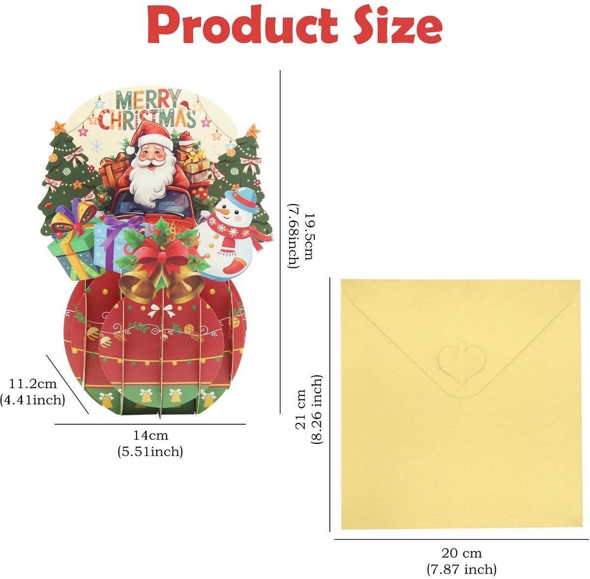 Dailygoods- Kerstkaart 3D Pop-up - Feestelijke Wenskaarten - Kerstman/Sneeuwpop/Kerstboom - Inclusief Enveloppen - 14 x 19 cm - Hoogwaardig Karton - Wenskaart