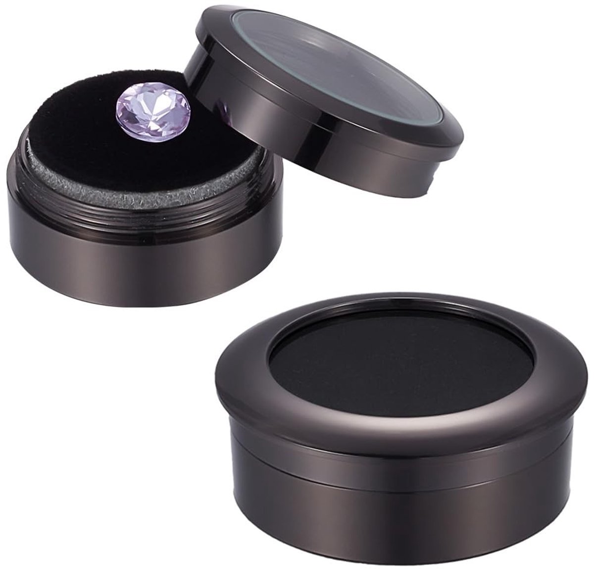 Dailygoods- Sieradenopbergdoos - Diamantdisplay - Juwelendoosjes - Metaal - Ronde Dozen - Doorzichtig Venster - 2 Maten - Juwelendoos