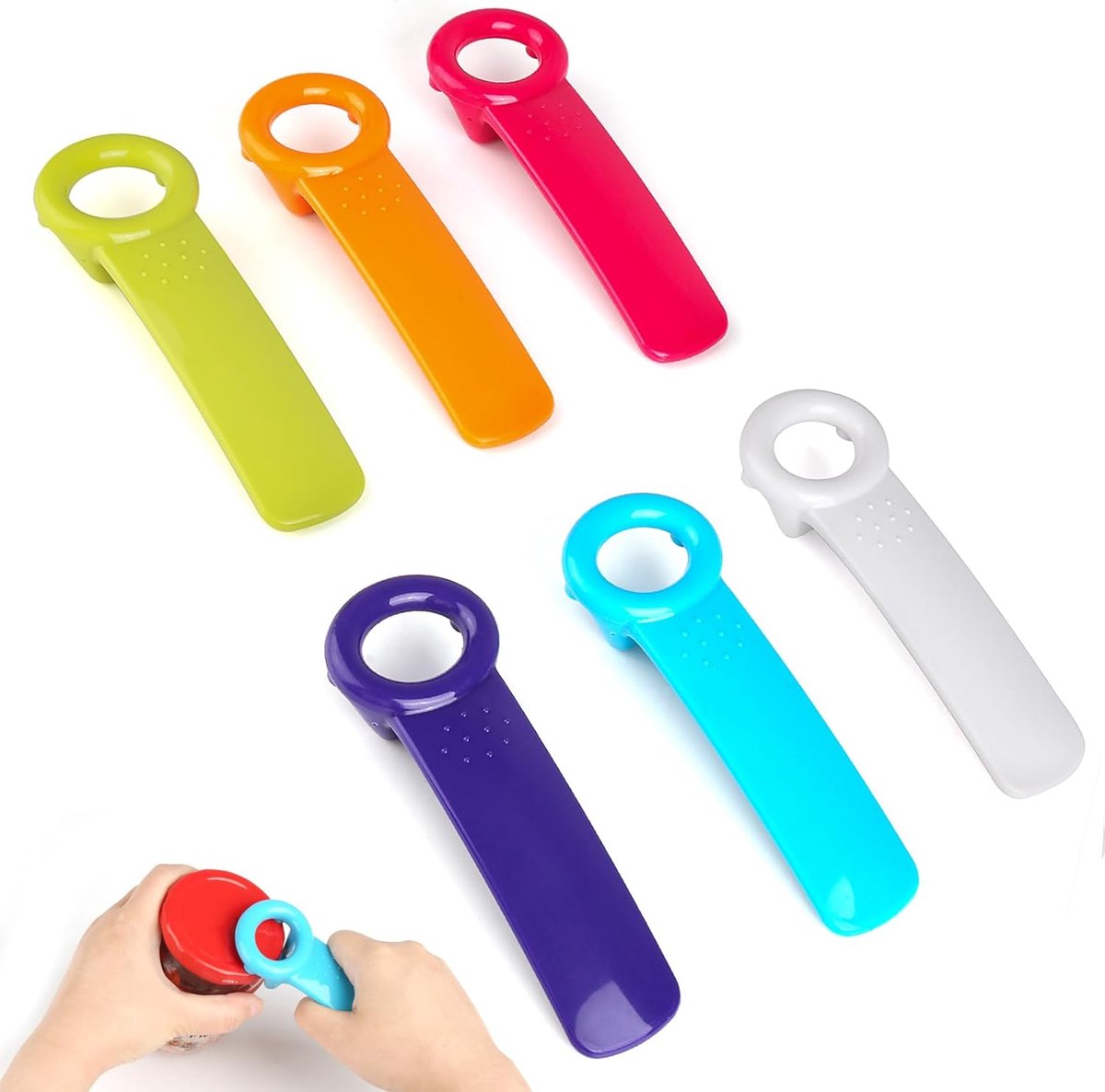 openers, 6 stuks, handmatig, kunststof dekselopener, schroefglazen opener, bieropener, faveur bij ouderen, kinderen, vrouwen, zwakke handen