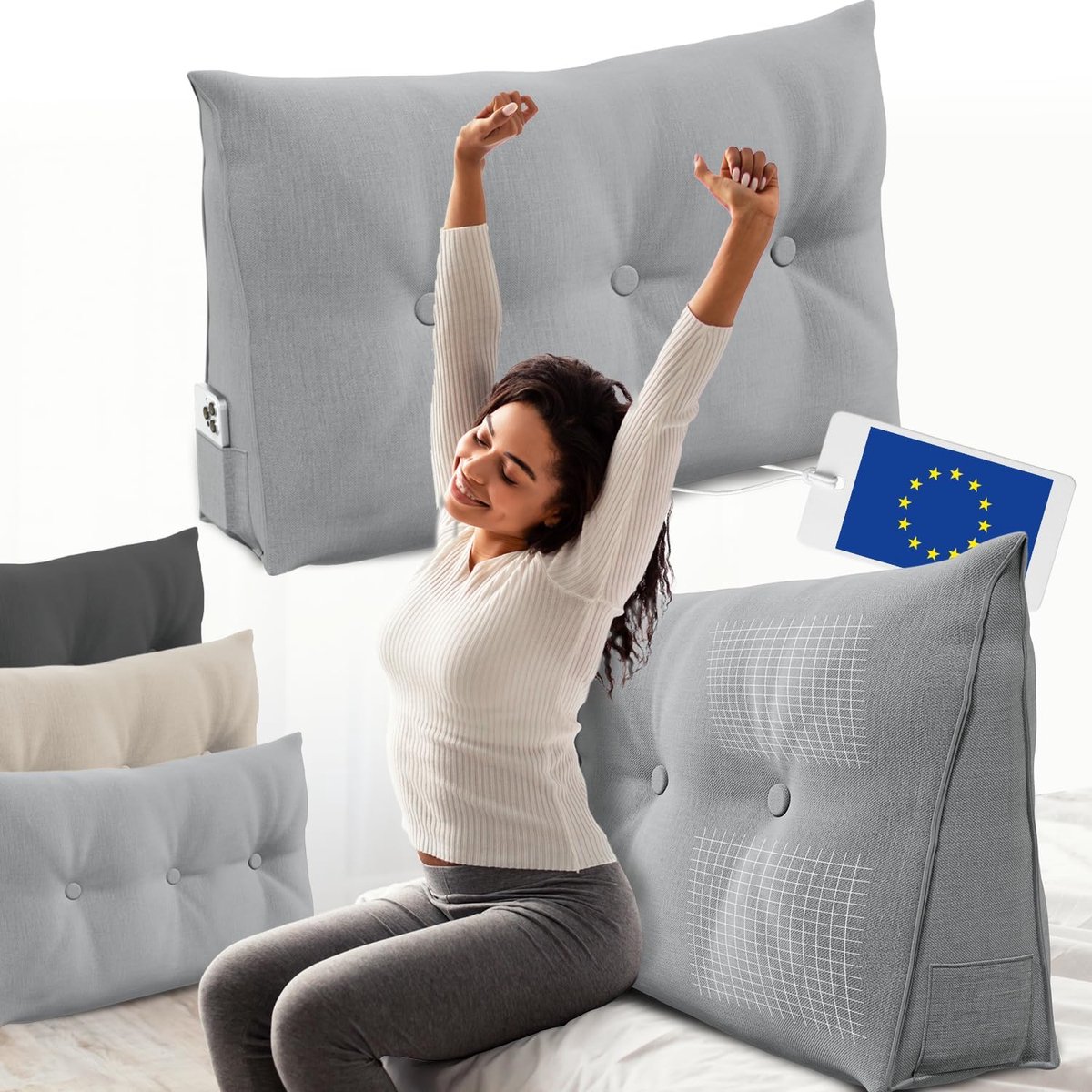 Rugkussen 100 cm Breed - Hoekkussen voor Bed en Bank
