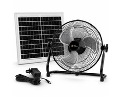 Zonneventilator 3-in-1 met Accu en Netadapter - Solar Ventilator - Mobiele Werkventilator - 12 W Zonnepaneel - 8800 mAh - Ø30 cm