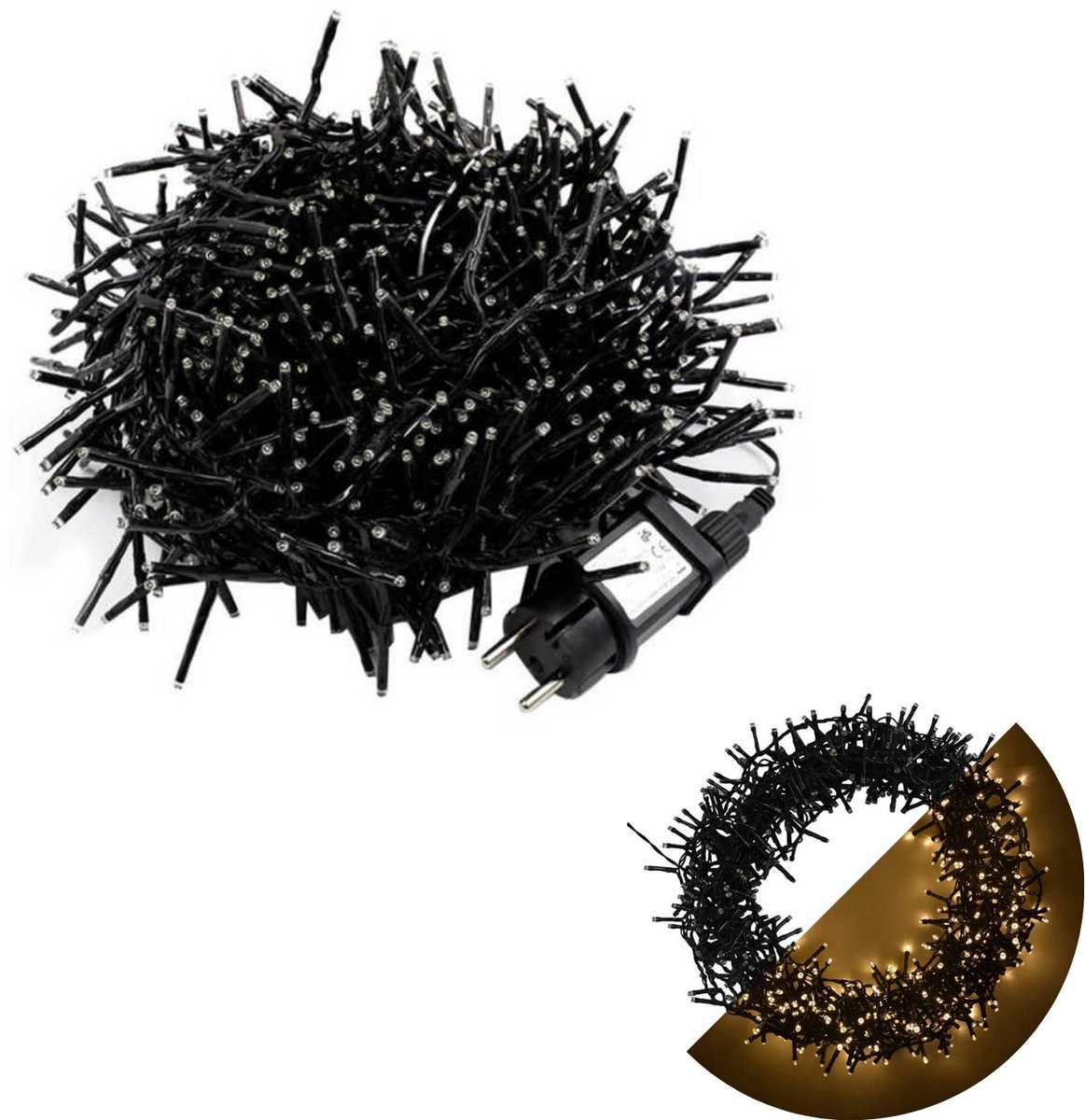 Cheqo Kerstboomverlichting - Clusterverlichting - Kerstlampjes - Led Verlichting - Kerstverlichting voor Binnen en Buiten - 400 LED - 8 Meter - Extra Warm Wit