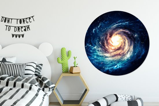 WallCircle - Wandcirkel - Muurcirkel - Sterren - Ruimte - Blauw - Aluminium - Dibond - 120x120 cm - Binnen en Buiten XXL