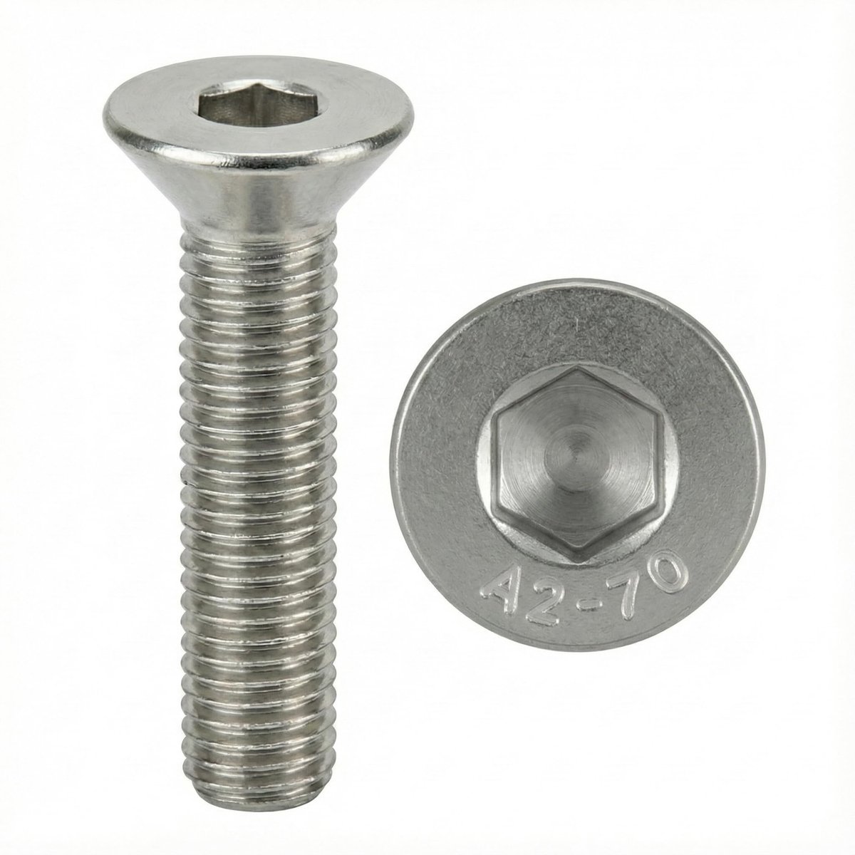 INOX M4x8 mm verzonken kop BTR Ø 4x8 mm | Schroef M4 x 8mm FHC met 6 platte gaten (Inbussleutel) | Roestvrij staal A2-70 (V2A/304) | ISO 10642 / DIN 7991: 50 stuks - ProRaje