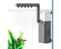 Mini Aquarium Filter 3 W met 180 LPH, Stille Binnenfilter en 3-in-1 Pomp voor Beta, Jonge Vissen en Garnalen Aquaria tot 25 L