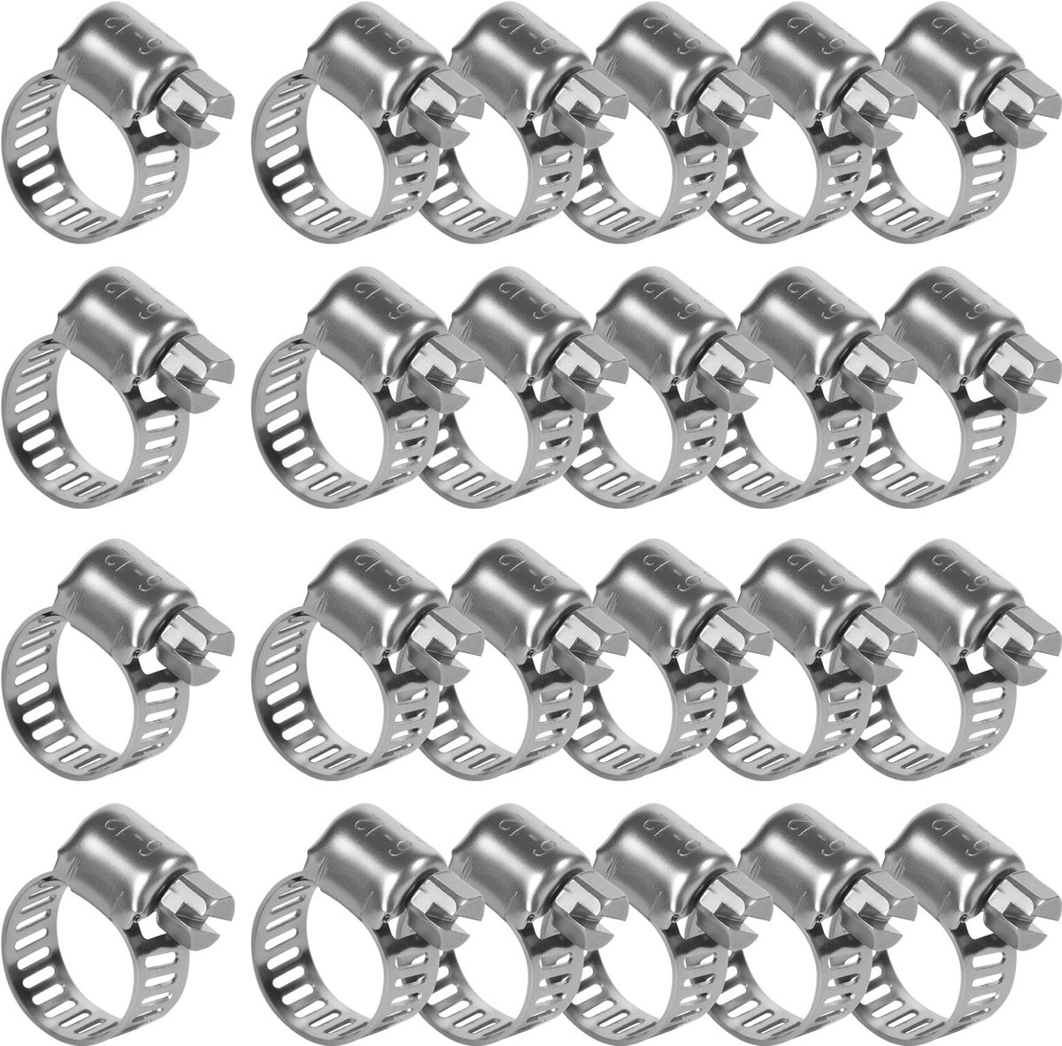 Dailygoods - Slangklemmen, 24 stuks, roestvrij staal, 6-12 mm voor zwembad en tuin