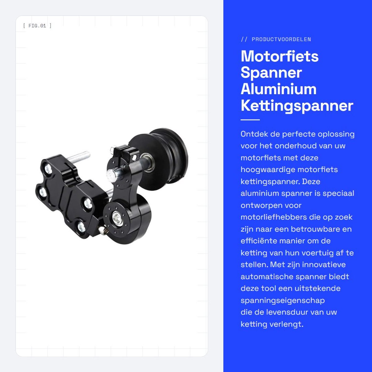Dailygoods- Kettingspanner Aluminium - Automatische Spanner - Corrosiebestendig - Duurzaam - Eenvoudige Installatie - Geschikt voor Motorrijden - Motorfietsaccessoires