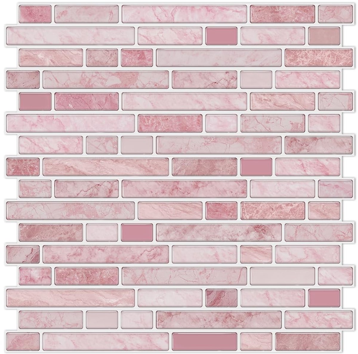 Dailygoods- Tegelsticker 30,5 cm - 10 Stuks - Roze Marmereffect - Zelfklevende Tegelstickers - Peel & Stick - Eenvoudig Aanbrengen - Muursticker