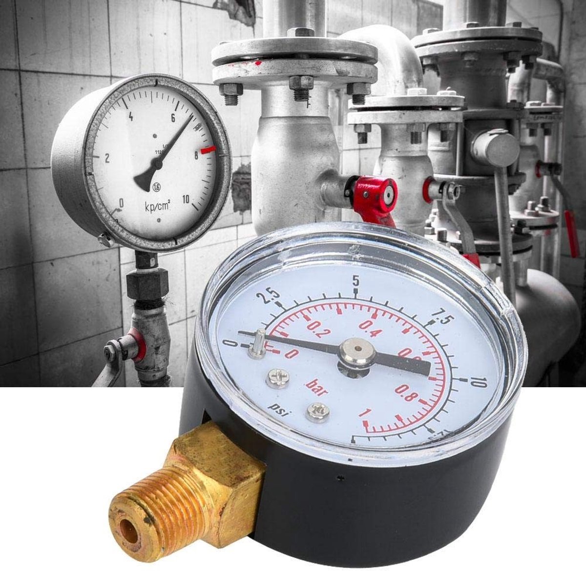 Dailygoods - Mechanische Drukmeter - 1/8" Manometer - Nauwkeurige Drukmeting - 0-15psi - Geschikt voor Lucht en Water - Duurzaam en Betrouwbaar