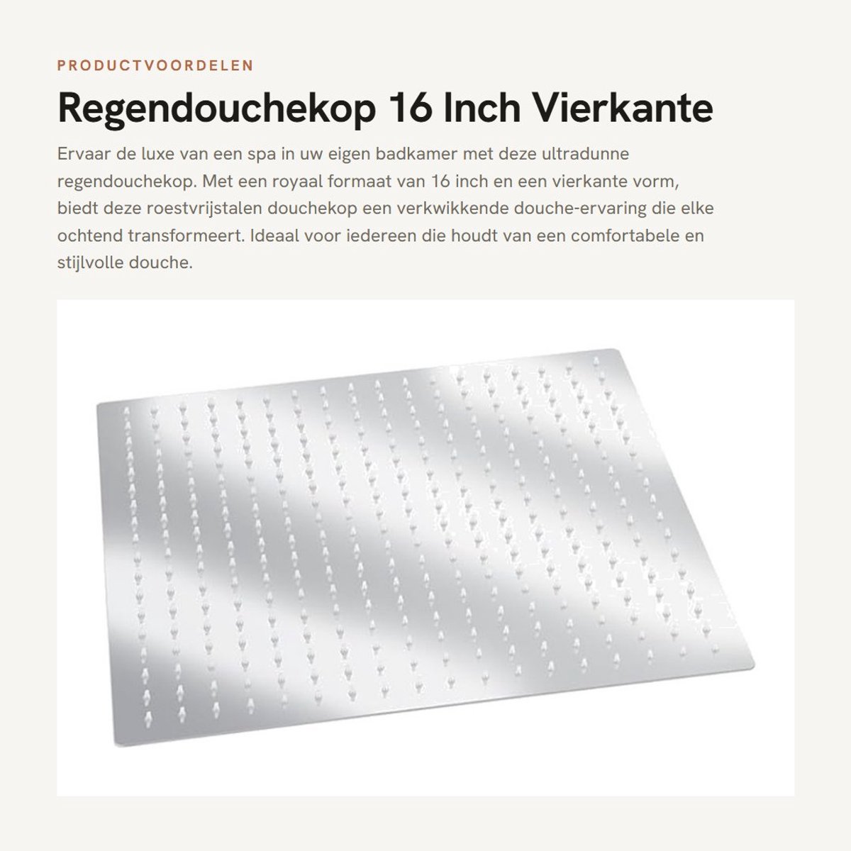 Dailygoods- Regendouchekop 16 Inch - Vierkante Douchekop - Ultradunne Verzonken Douchekop - Roestvrij Staal - Douchesysteem - Hoge Druk