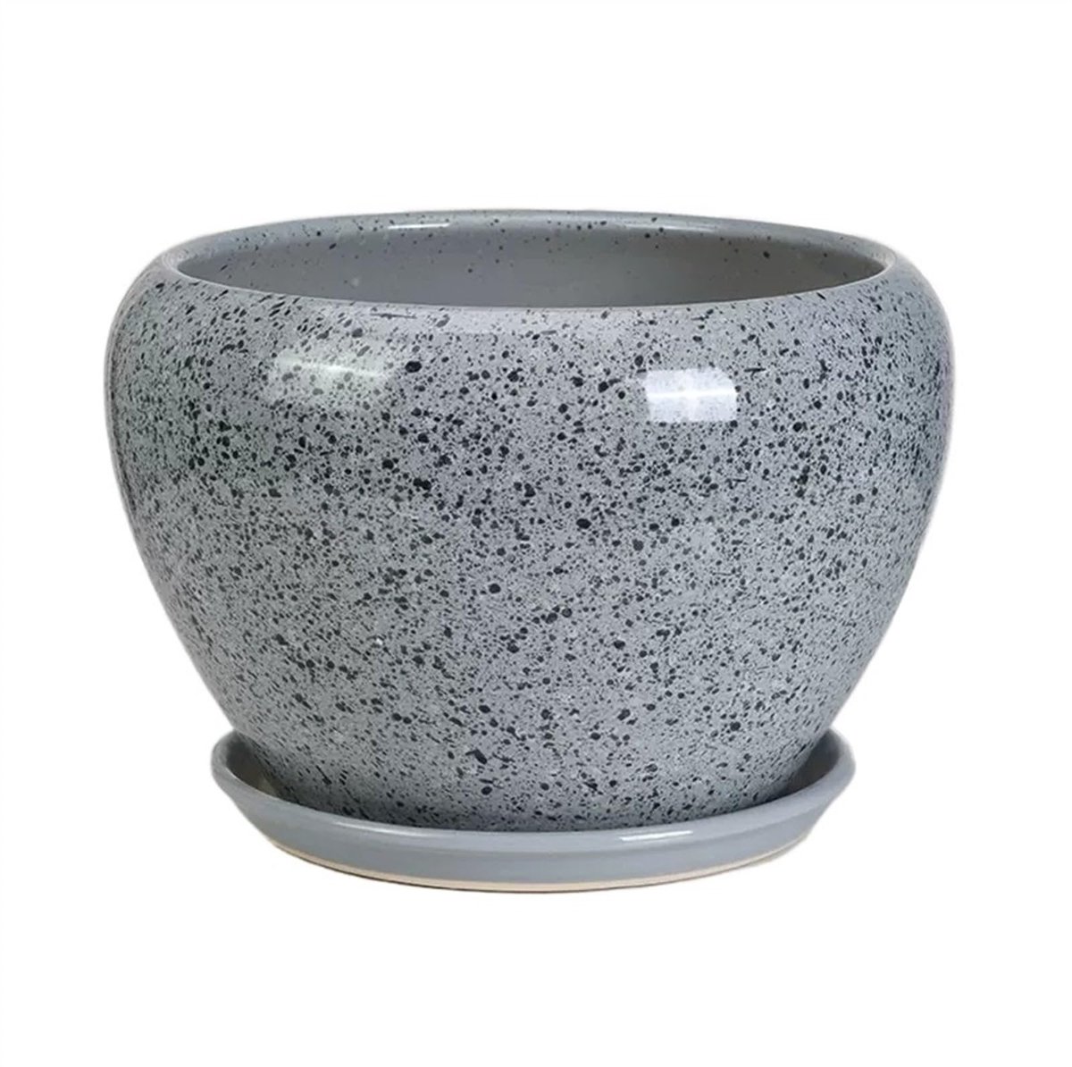Plantenpotten Extra grote effen bloempotten Rond Schattig Keramiek met dienblad Plantenbakken Eenvoudig Vetplanten Thuis Woonkamer Balkon(Gris,Medium)
