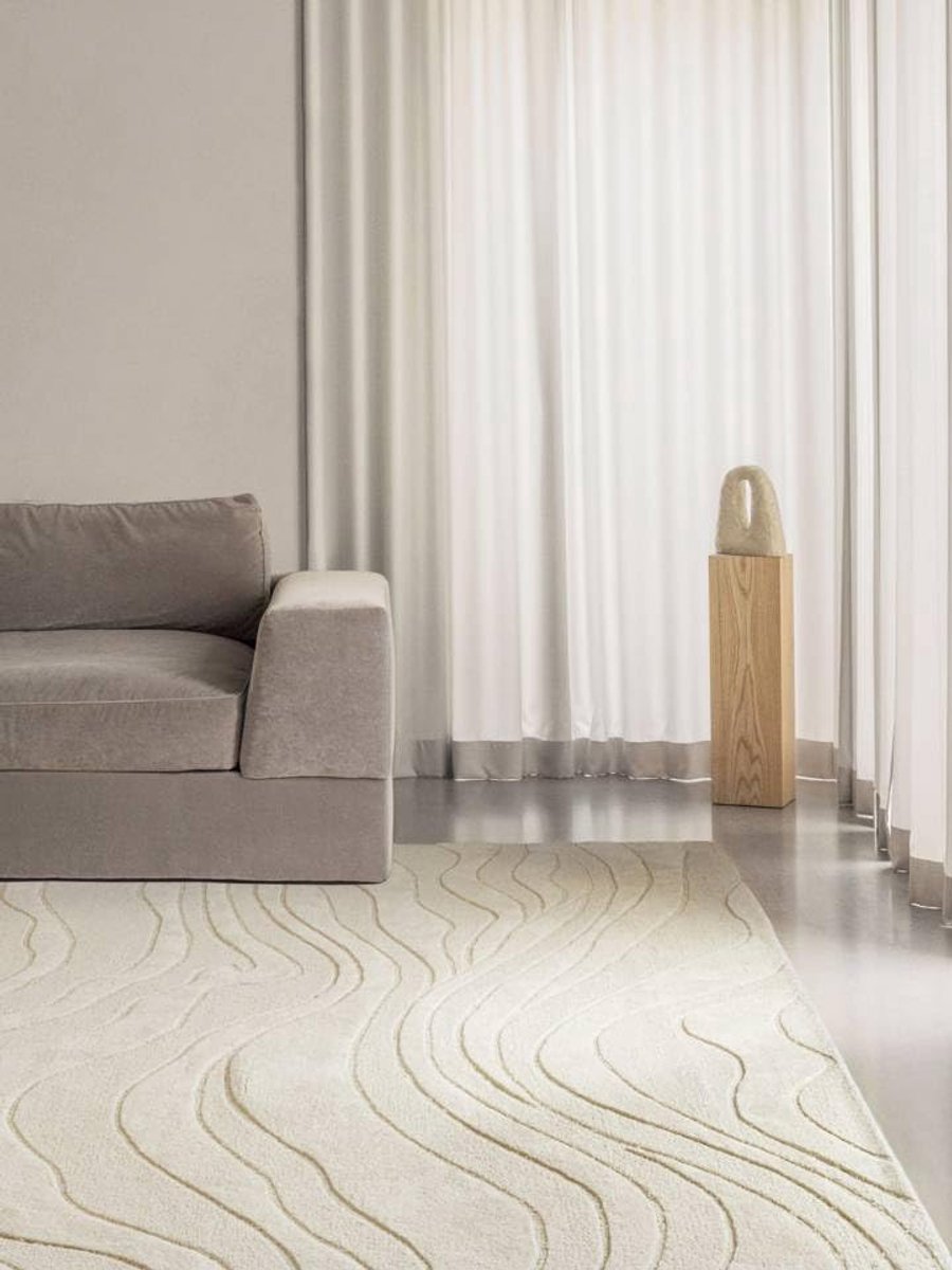 Marble, Vloerkleed, Moderne, 160 x 230 cm, Rechthoekig, Middelpolig, Woonkamer, Slaapkamer, Alleen chemisch reinigen, Care & Fair gecertificeerd, Wit
