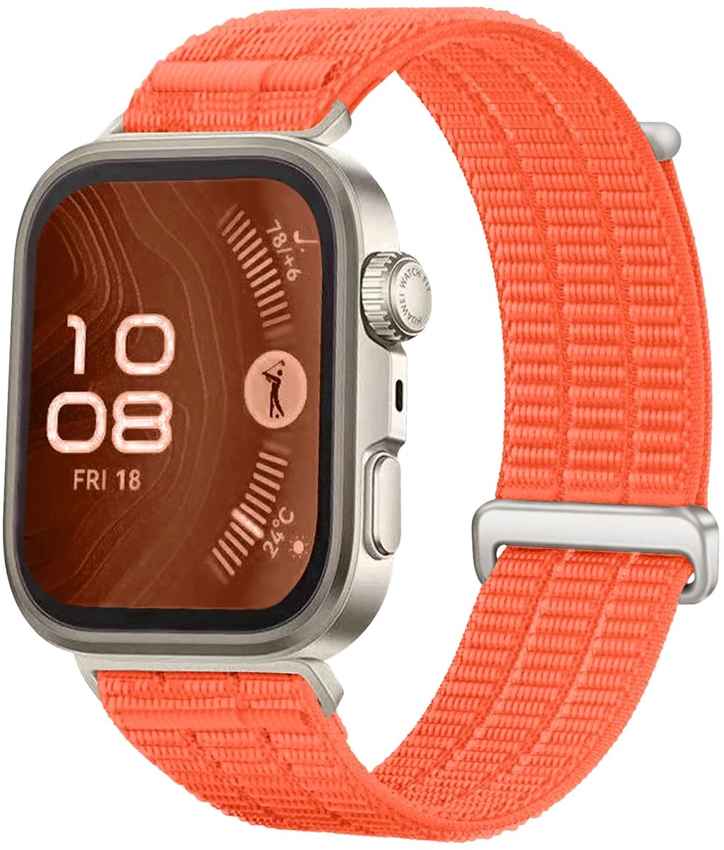 Strap-it Air bandje Nylon geschikt voor Huawei Watch Fit 5 Pro / 5 / 4 Pro / 4 / 3 - Oranje