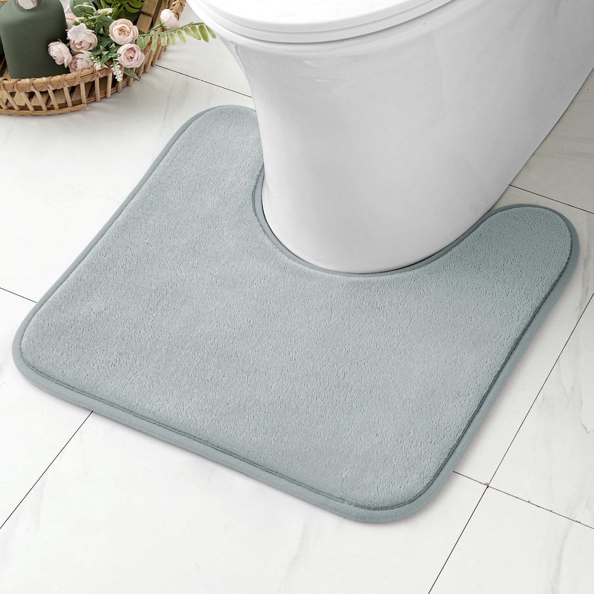 Badmatten, antislip traagschuim badkamermat, bad, U-vormig tapijt, douchemat, koraal, fleece zachtheid, zeer absorberend en wasbaar tapijt, badmatten voor badkamer, keuken, inkomhal, 45 x 45 cm