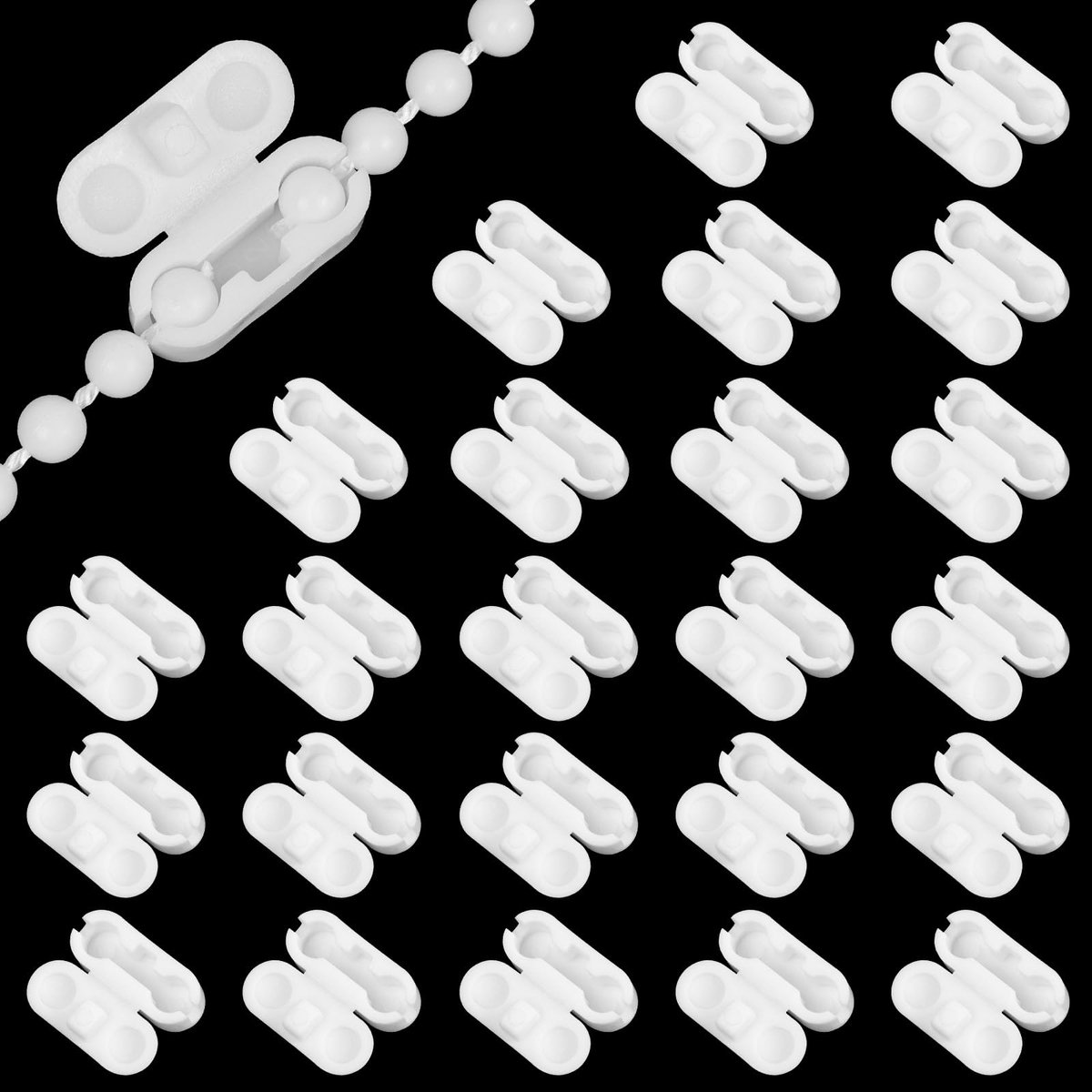 Rolgordijn Koord Connector, 24 stuks Ball Ketting Cord Connector Clips past Rol, Rolgordijn, Vouw- en Verticale Jaloezieën - Plastic 4.5 mm