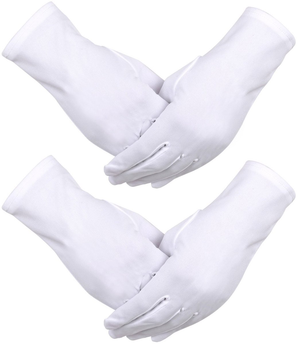 Dailygoods - Nylon Katoenenhandschoenen - Formele Handschoenen - Wit - Tuxedo Handschoenen - Geschikt voor Inspectie en Ceremonies - 2 Paar