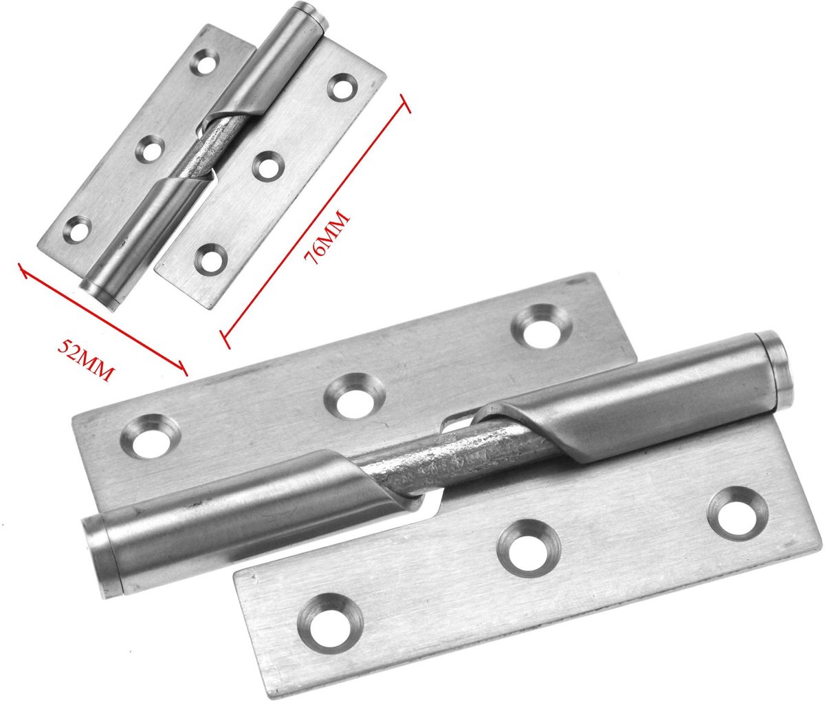 Dailygoods- Deurscharnier 3" - 2 Stuks - Roestvrij Staal - Verhoogd - Geschikt voor Dikke Tapijten - Inclusief Schroeven - Deurhinge