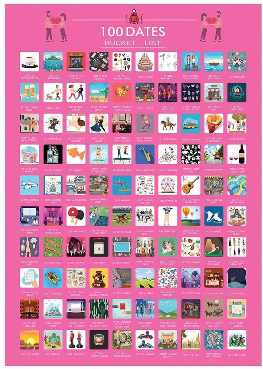 Dailygoods- Kras Poster 100 Datums - Wanddecoratie - Hoogwaardige Materialen - Gladde Kleurendruk - 59x42 cm - Perfecte Dikte