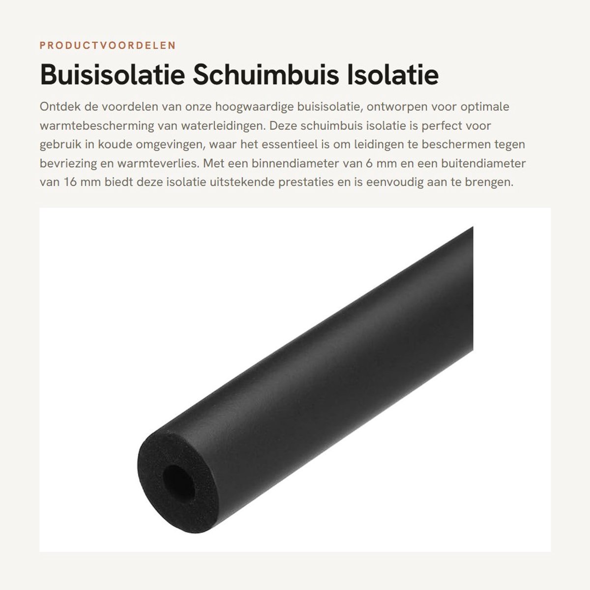 Dailygoods- Buisisolatie 6 mm - Schuimisolatiebuis - Warmtebescherming - Antislip - Wanddikte 5 mm - Totale lengte 0,5 m - Isolatiebuis