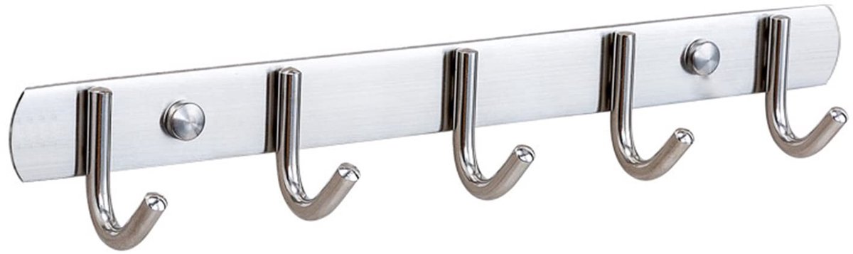 Dailygoods- Haak Frame 5 Haken - Kledinghaak - Wandhaak - Badjas Haak - Handdoek Haak - Sleutelhanger - Roestvrij Staal