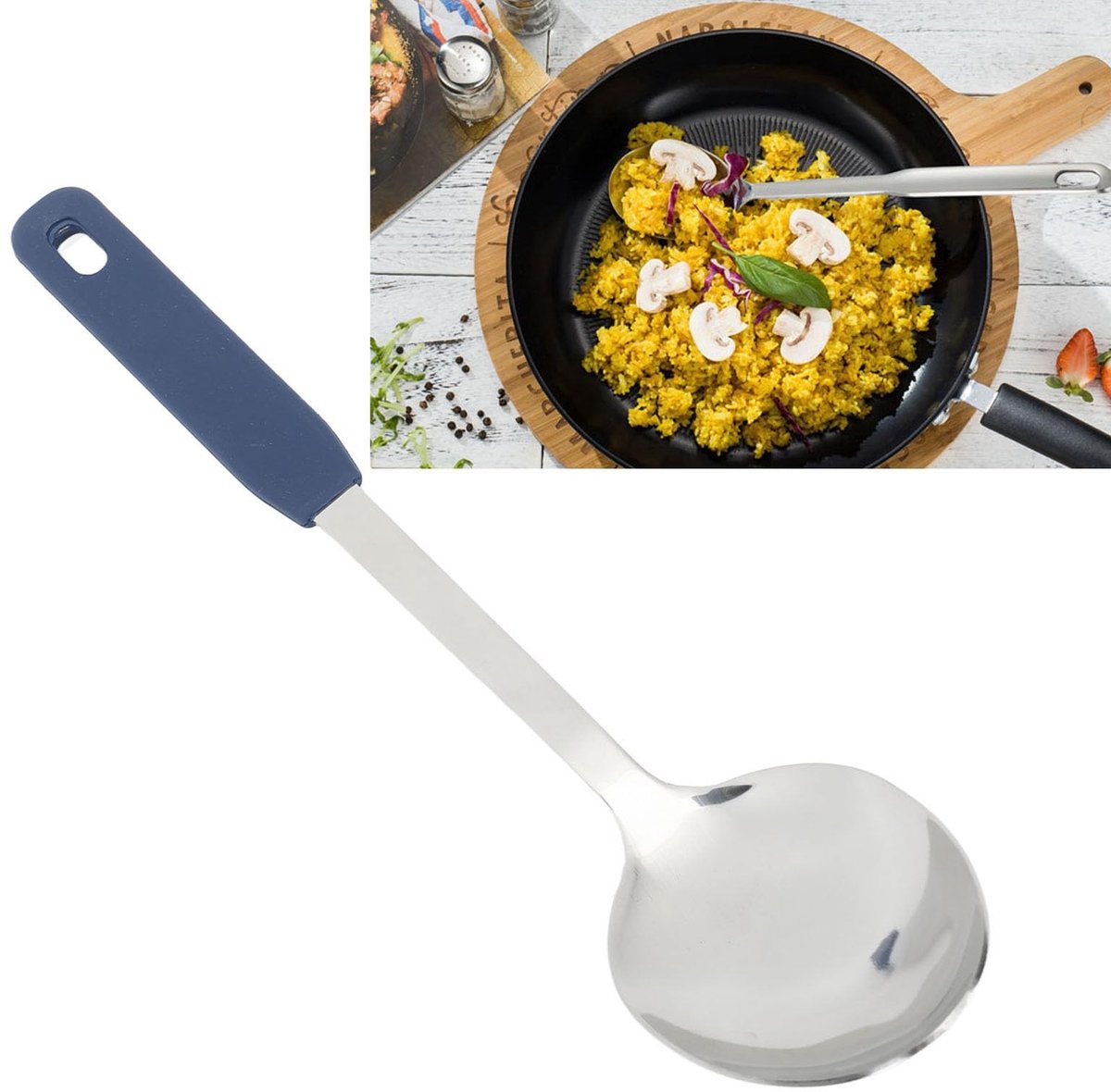 Dailygoods- Serveertlepel Stevig Ontwerp - Keuken Lepel - RVS - Vaatwasmachinebestendig - Handig Ophanggat - Lange Handgreep - Keukenlepel
