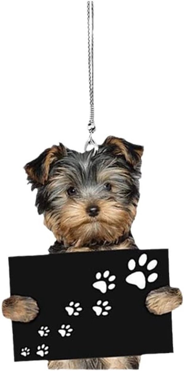 Dailygoods- Autospiegelhanger Schattige Hond - 2 Stuks - Auto Decoratie - Acryl - Duurzaam - Afmetingen 8 cm - Autodecoratie