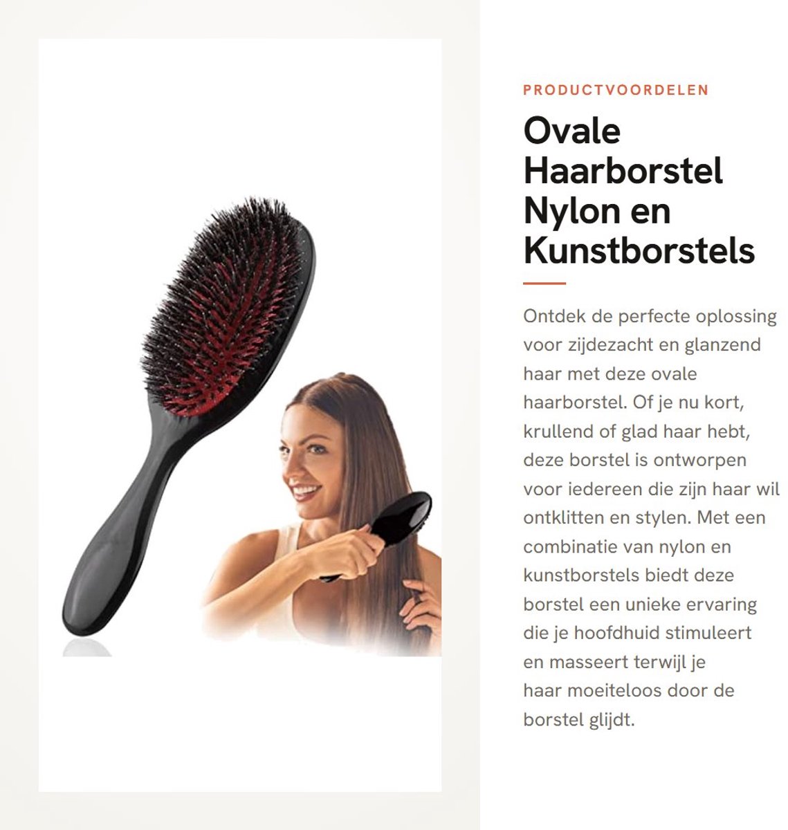 Dailygoods- Haarborstel Antiklit - Ovale Haarborstel - Nylon/Kunstborstels - Antistatisch - Stimuleert Hoofdhuid - Verbetert Haargroei - Haarkam