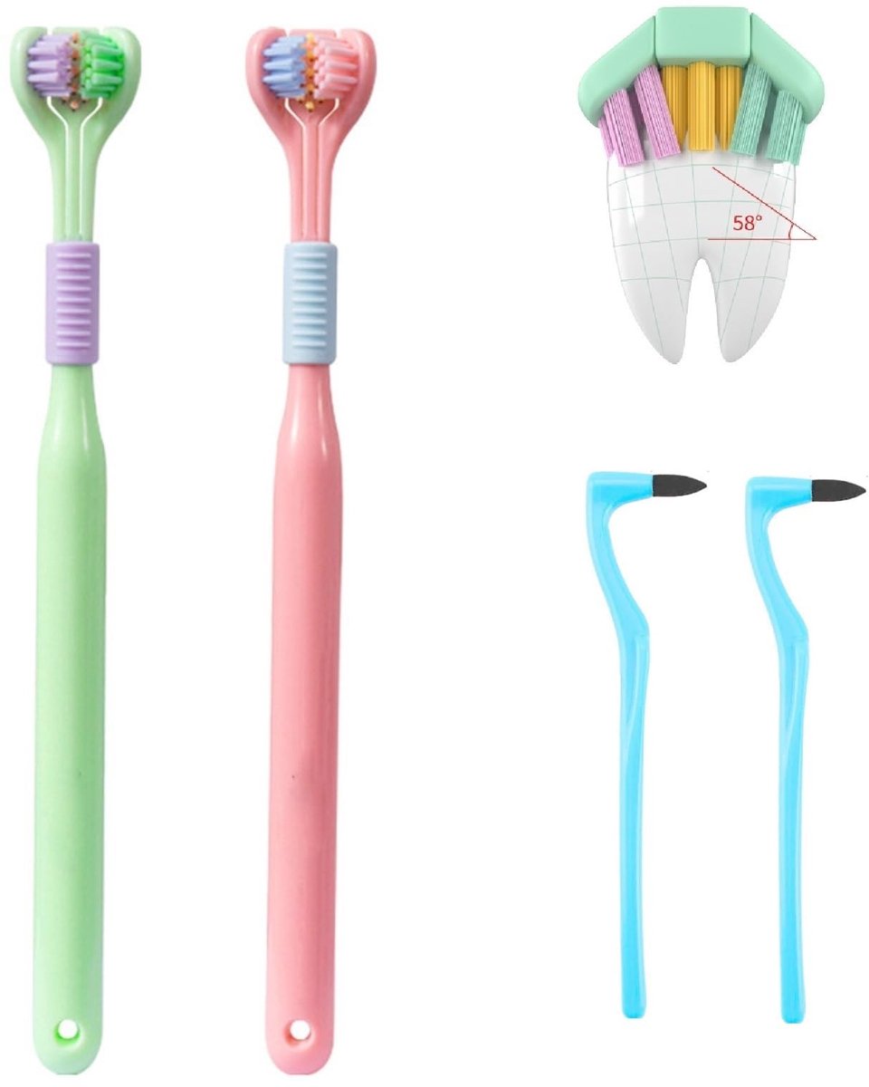 Dailygoods- Tandenborstel driezijdig V-vormig ontwerp - Zachte tandenborstel - Autisme-tandenborstel - Sensorische tandenborstel - Ideaal voor volwassenen/kinderen - PBT-materiaal - Driezijdige Tandenborstel