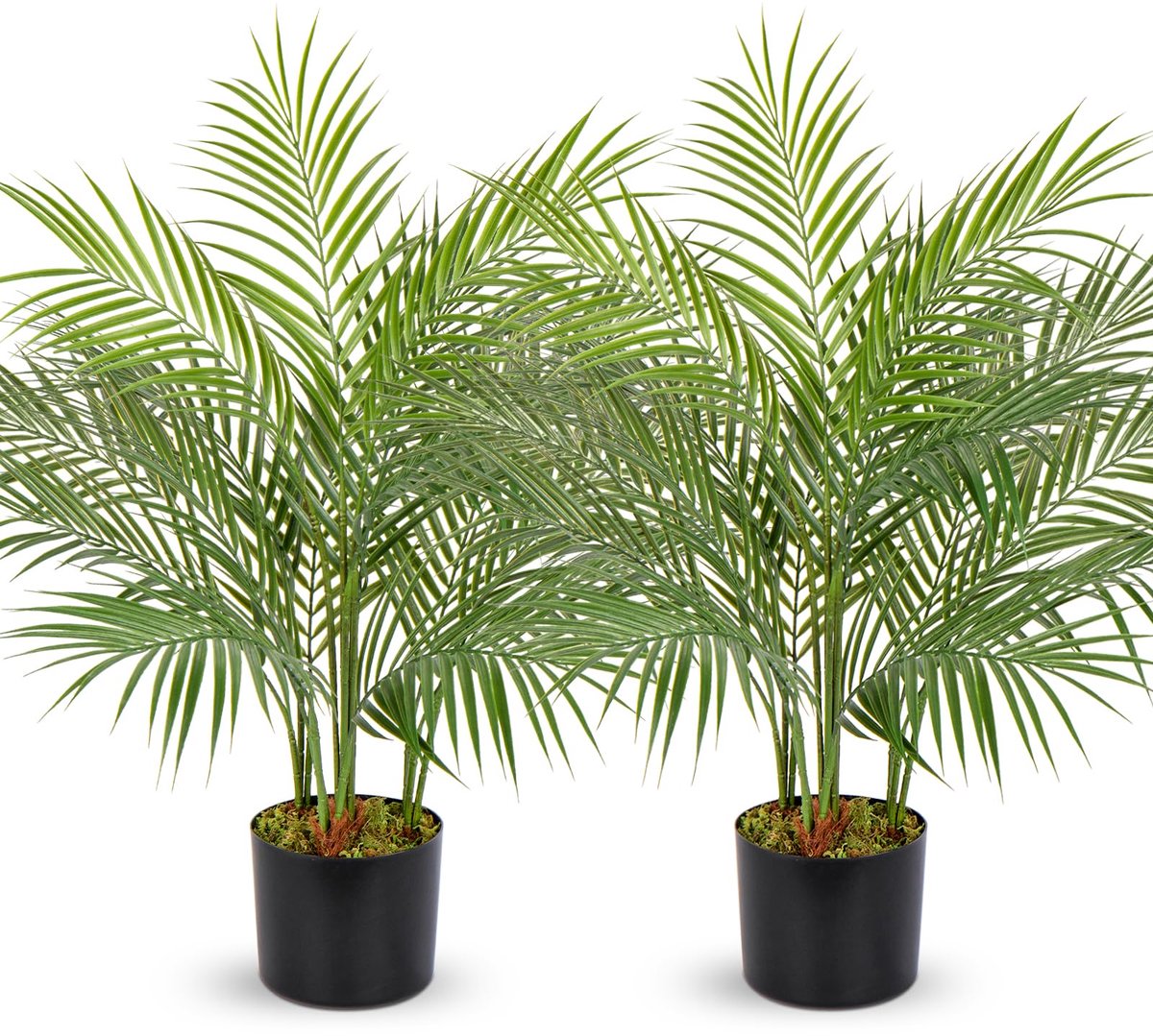 Kunstplanten voor binnen in pot, 90 cm, kunstmatige palmplant met 12 bladeren, nepplanten, grote nep-areca-palmboom, plant, tropische kunstplant voor thuis, kantoor, balkon, binnen- en buitendecoratie