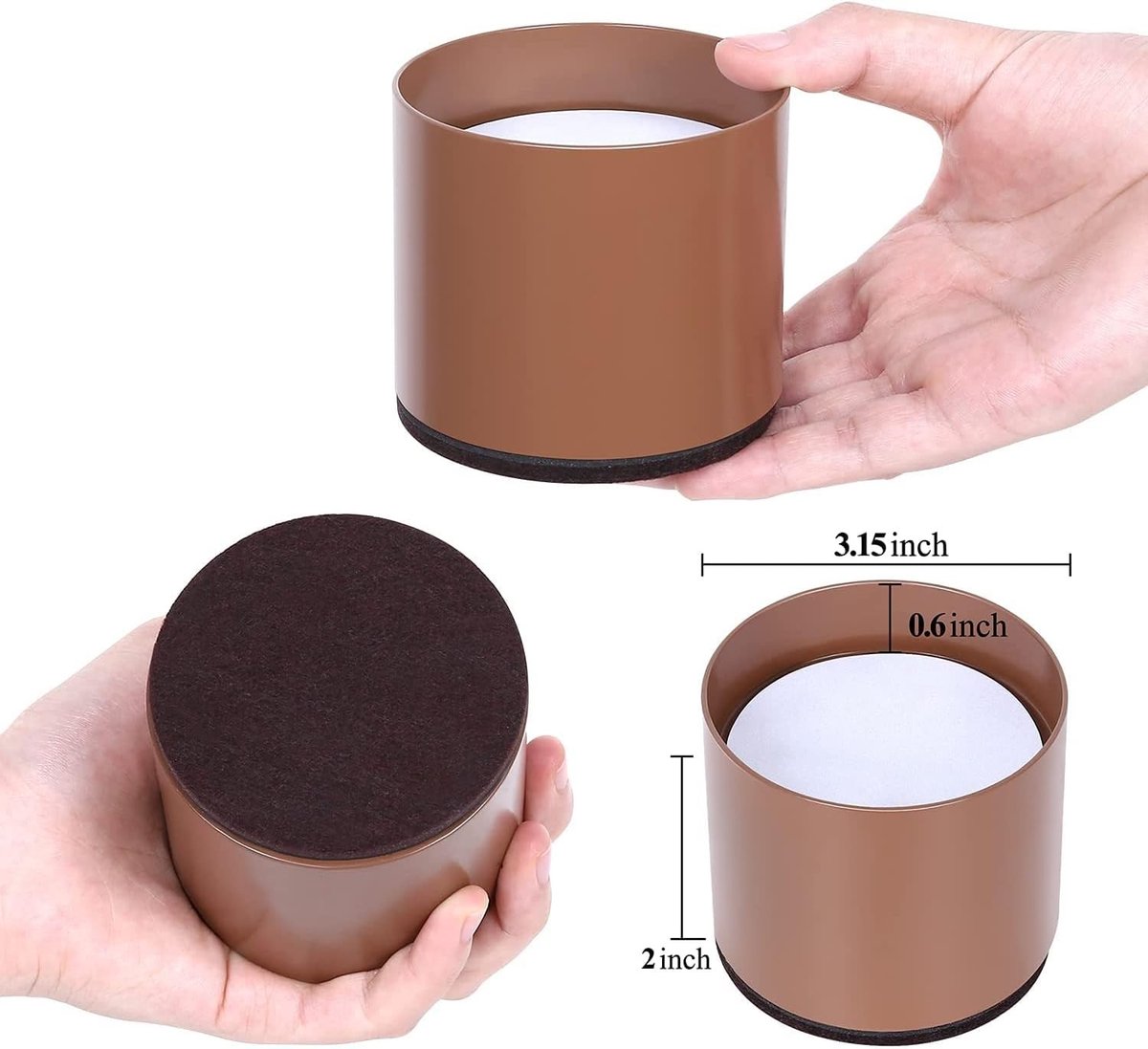 Verhoog je meubels met stevige bedverhogers van 2 inch - Set van 4 ronde risers voor bank, tafel en bench, bescherm je vloer met duurzame stalen ondersteuning
