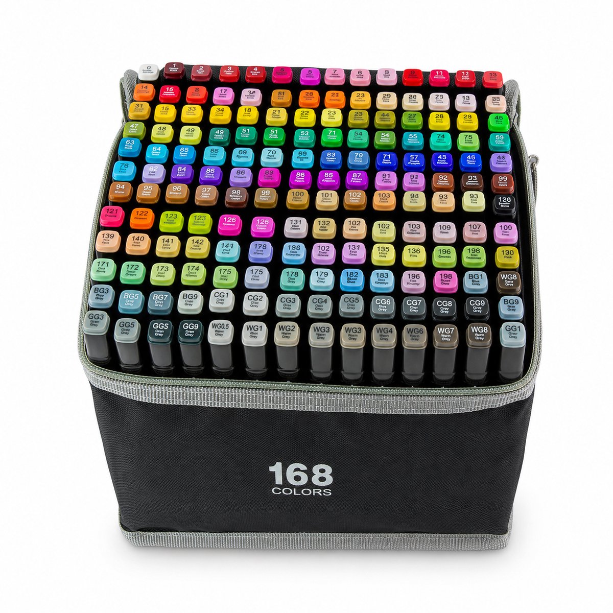 Beyahl - Twinmarkers Alcohol Markers 168 Stuks - Professionele Dual Tip Markeerstiften - Dubbelzijdige Alcohol Stiften - Inclusief Opbergkoffer - Meerkleurig