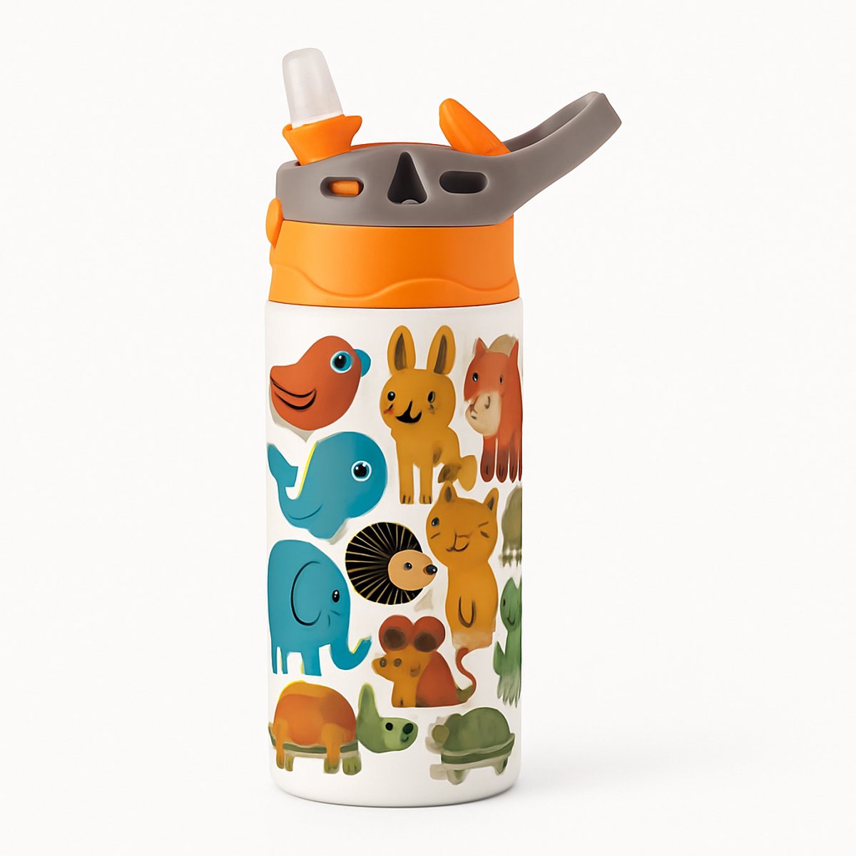 Retro 'il_1140xN.8155609628_rr02' Drinkfles – Nostalgische Drinkfles voor Vintage Liefhebbers - Waterfles voor kinderen (wit/oranje)