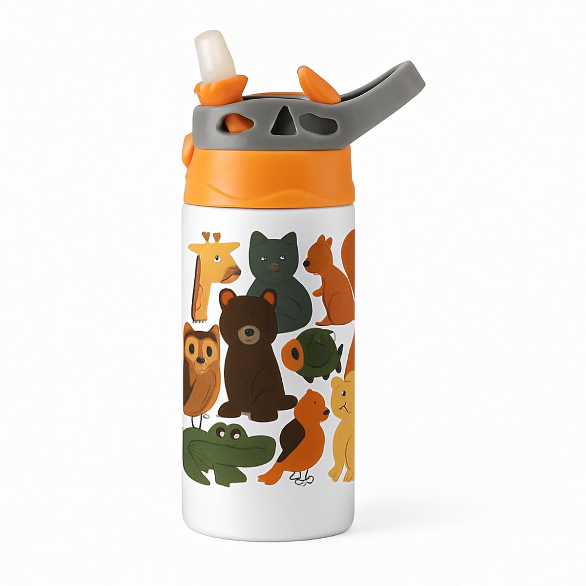 Duistere 'Il_1140xN.8155609628_rr02' Drinkfles – Mysterieuze Waterfles voor Kunst- en Designliefhebbers - Waterfles voor kinderen (wit/oranje)