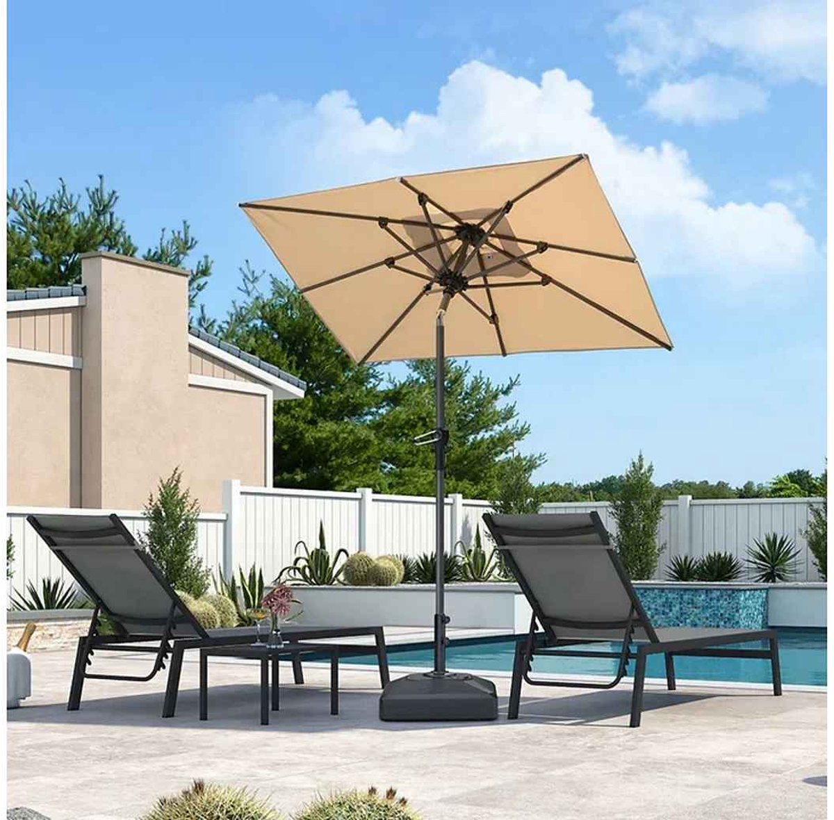 Purple Leaf Stokparasol 270x180 cm - Kantelbaar - Beige