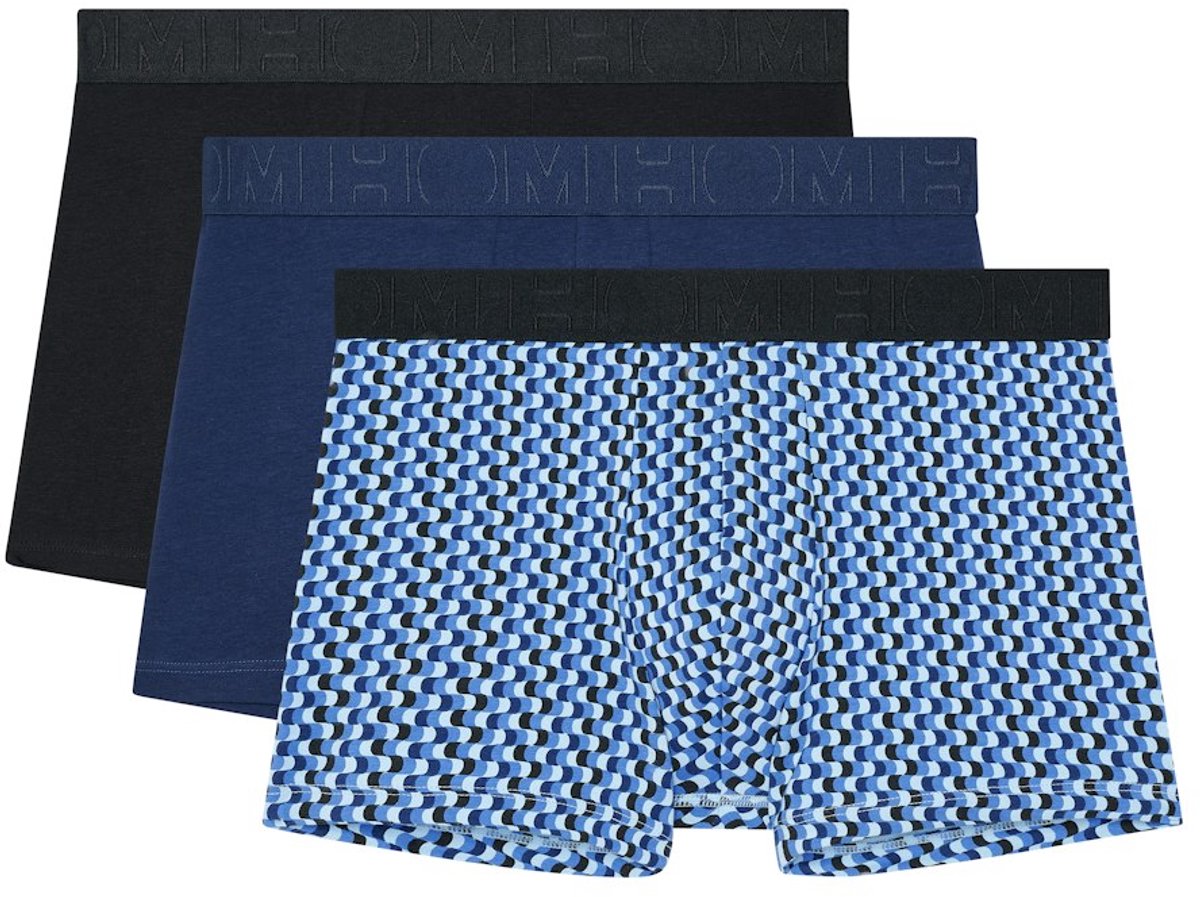 HOM - Daniel Boxer Briefs 3pack - Black/Navy/Blue print - mannen - 2XL