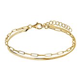 Lucardi - Dames Zilveren goldplated armband voor dames - Armband - 925 Zilver - Goudkleurig - 19 cm