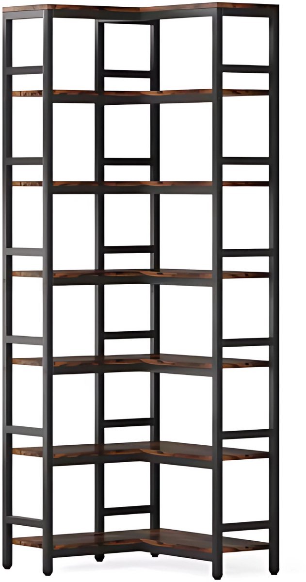 Boekenkast 60x60x200cm Bruin - 7 lagen, Hoekkast en Hoekrek - Voor Woonkamer, Slaapkamer en Kantoor