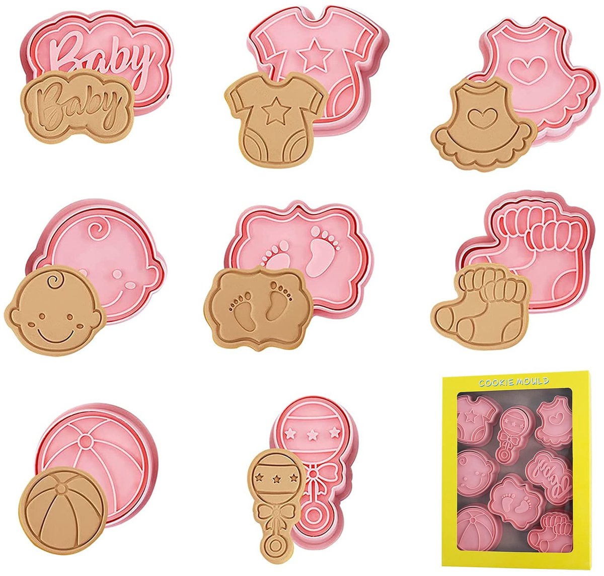 Dailygoods - Baby Shower Koekjessnijders Set - 8 Stuks, Perfect voor Bakken en DIY