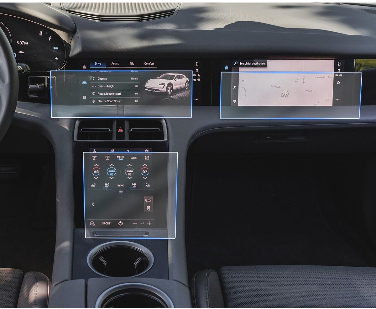 Dailygoods - Navigatie Beschermfolie voor Porsche Taycan 2020-2025 - 6H Krasbestendig