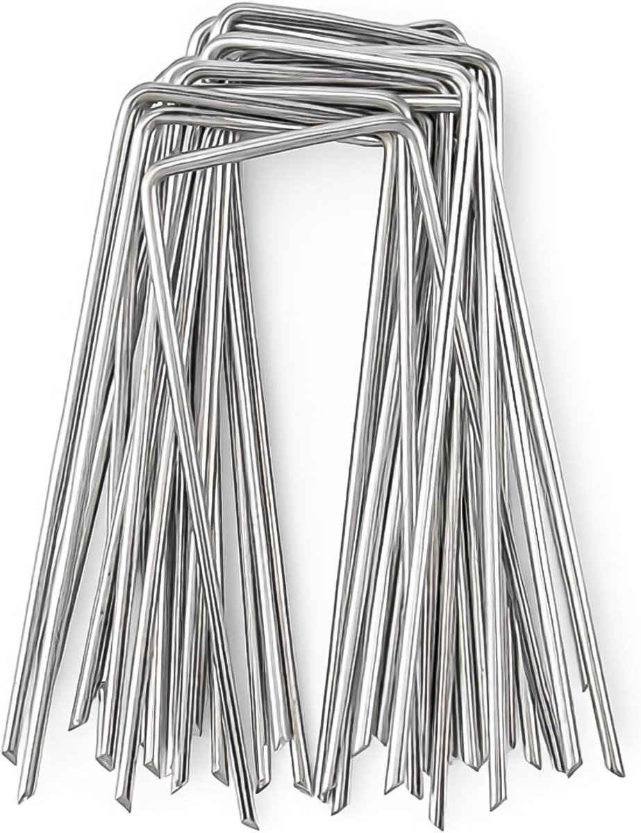 Stabiele Grondankers voor Tuin en Gras, 20 Stuks U-vormige Metalen Haringen van 2.5 mm x 100 mm, Ideaal voor Tuinbedekking en Onkruiddoek